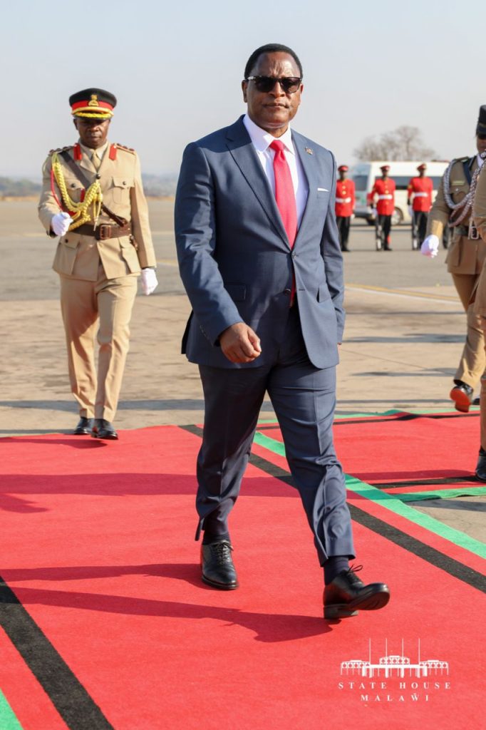 President Chakwera departing at Kamuzu International Airport on Wednesday