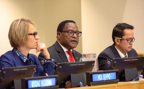 President Chakwera addressing high level delegates in New York