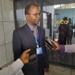 Mndolo speaking to media after opening the conference