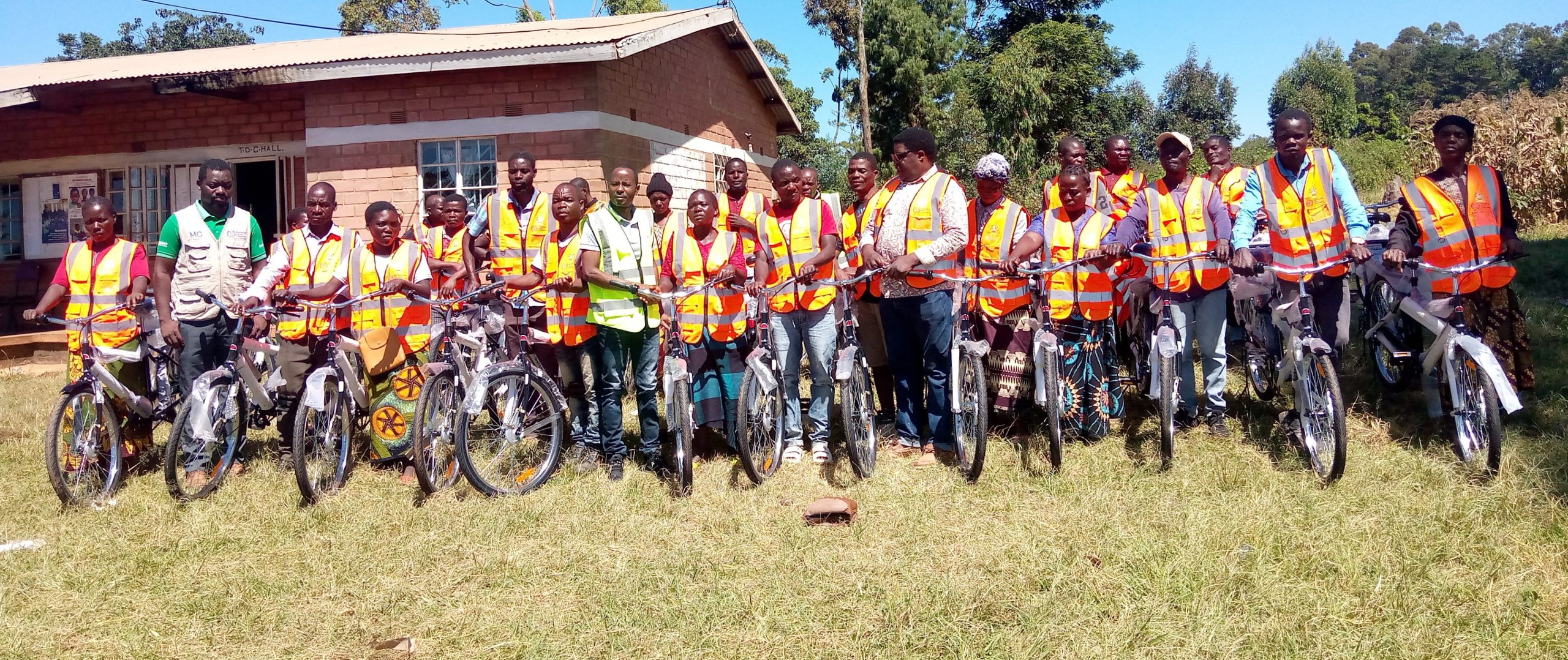 Child labour committee members pose with the donated bicycles c Maria Tembo scaled