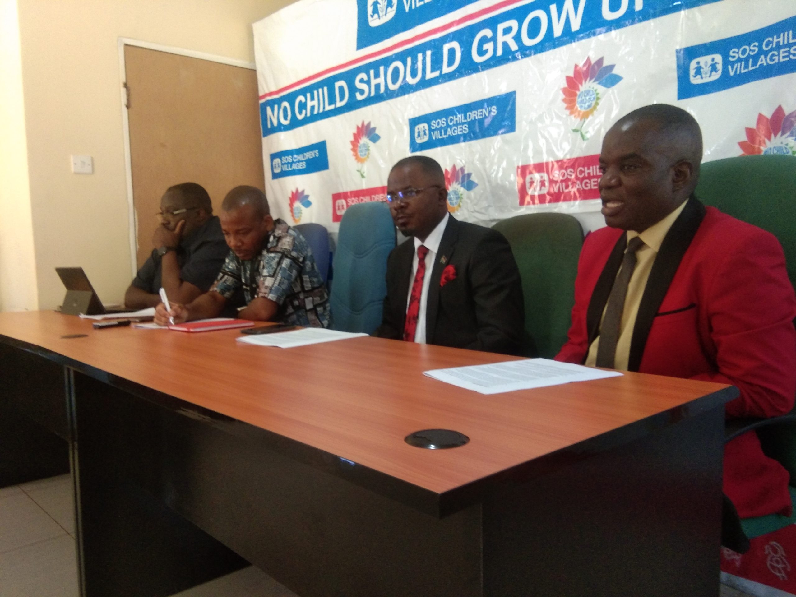 Machemba right addressing journalists while flanked by other CSO leaders in Lilongwe on Monday Photo by Watipaso Mzungu scaled Global Leadership Summit