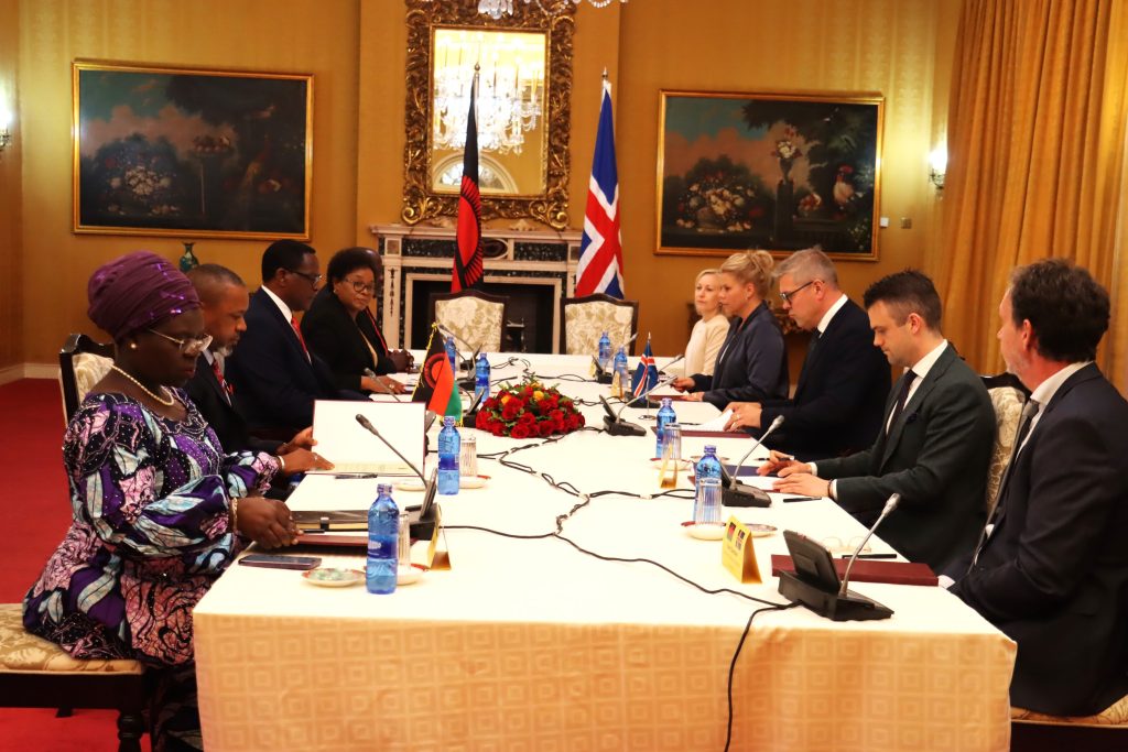 Chakwera hails Iceland for prioritizing Malawi in its foreign development policies 1 President Chakwera Left row 3rd and Iceland Prime Minister Benediktsson Right row 3rd in bilateral talks Pic. By Kondwani Magombo Mana