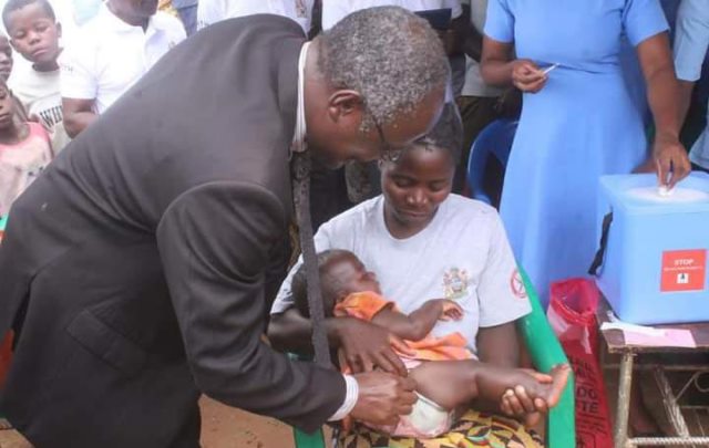 Malaria vaccine shows promising results in Malawi 1 Dr Charles Mwansambo administers first Malaria vaccine District Credti MoH h2