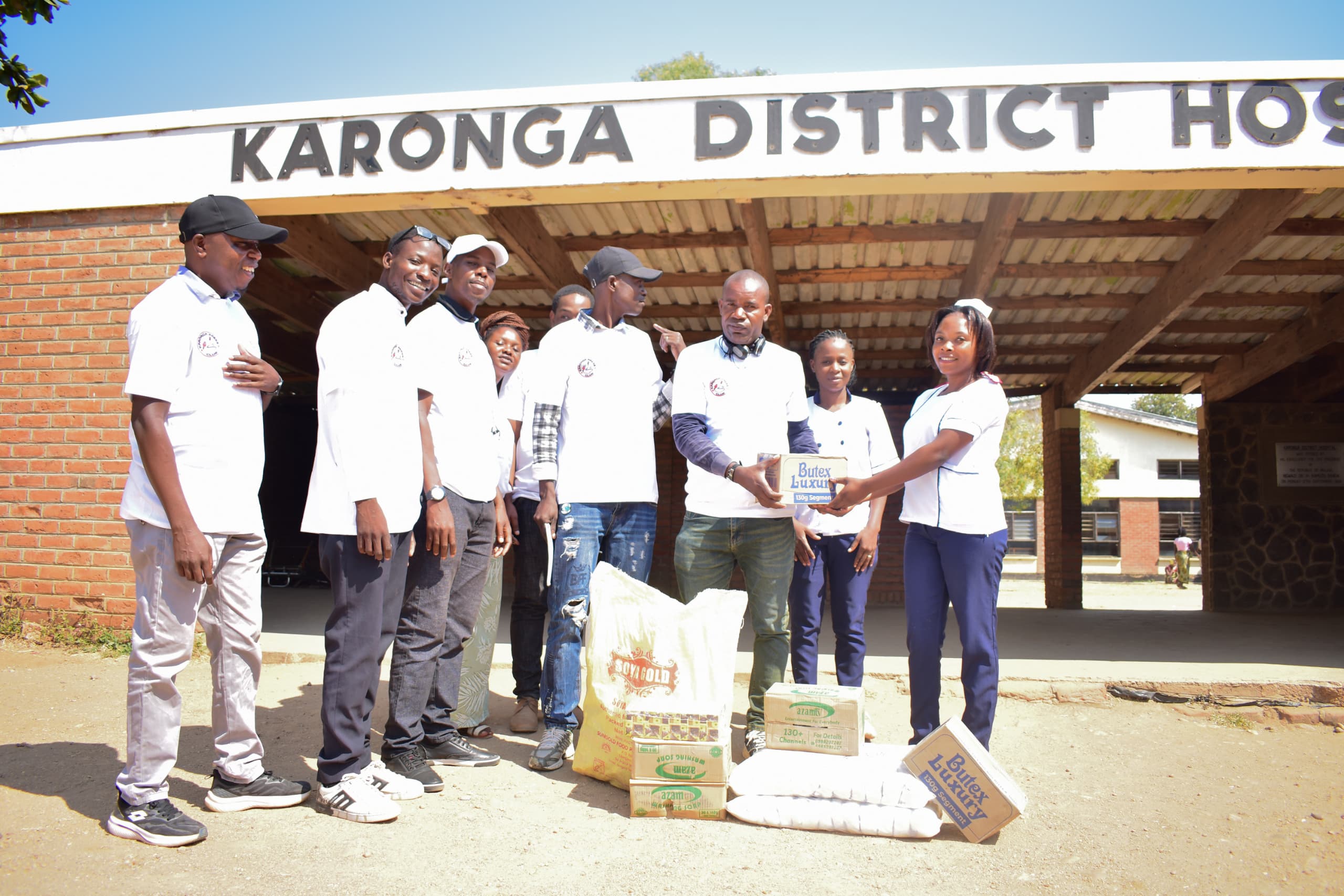 Karonga Press Club Representatives making a symbolic presentation of the donation