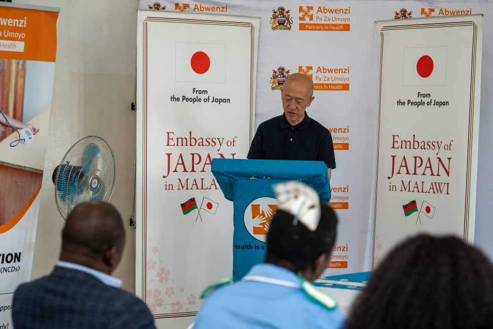 Japanese Embassy donates portable X-ray machine to Neno DHO 1 oya making a speech