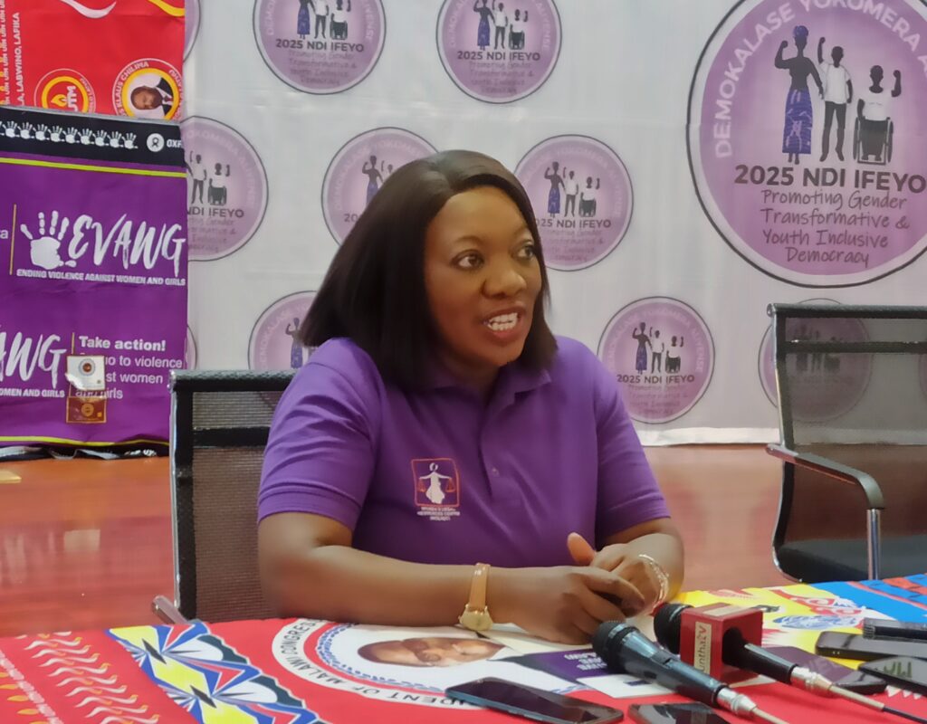 Women leaders unite to end violence against women in elections 3 NGO GCN Chairperson Maggie Kathewera Banda Violence Against Women in Elections