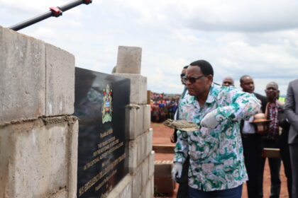 Chakwera symbolically lay a broke on the construction project Pic by Roy Nkosi 22