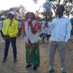 CCJP Assistant Project Officer Rhoda Ng'ambi (middle) during the public awareness